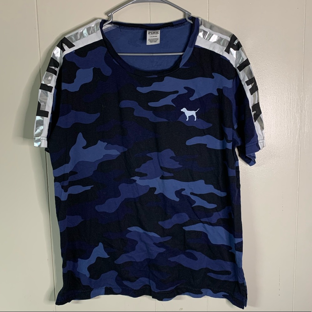 PINK blue camo tee